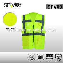 Polyester Jaune et Orange Accessoires pour voiture Sécurité High Visibility Reflective Wholesale Safety Vest with CE Certificate